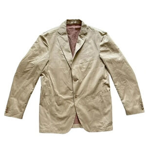 Tan Sport Coat with Notch Lapel and Cotton Blend
